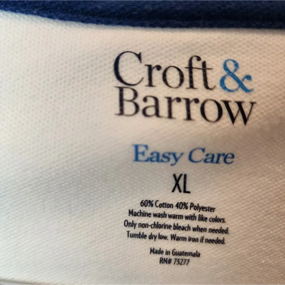 Croft & Barrow Men's White Polo Shirt Short Sleeve‎ Golf Shirt XL